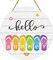 Summer Decor Summer Door Decor Flip Flop Hanging Plaque Wooden Hello Summer Sign Front Door Hanger Door Sign